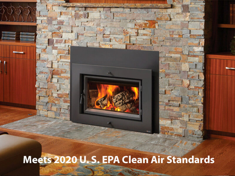Large Flush Wood Hybrid Fyre Wood Insert Rect Eau Claire Hearth